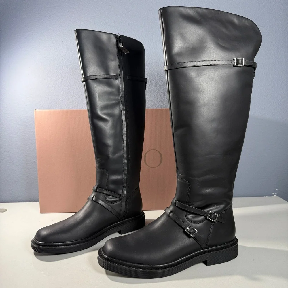 Sarto‎ by Franco Sarto A-Ainsley Black Leather Tall Riding Boots E5662L5004 8M